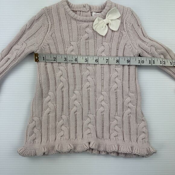 Shabby Chic Baby Girl Sweater Knit Dress 3-6M Pink Cable Bow NWT - Picture 8 of 11